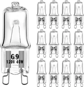 G9 Halogen Bulb 40W 120V T4 JCD Type G9 Base 2 Pin Light Bulb for Range Hood Lights, Bathroom Light Bulbs, Microwave Ovens Candle Warmer Light Bulbs,  Warm White (Pack of 12)