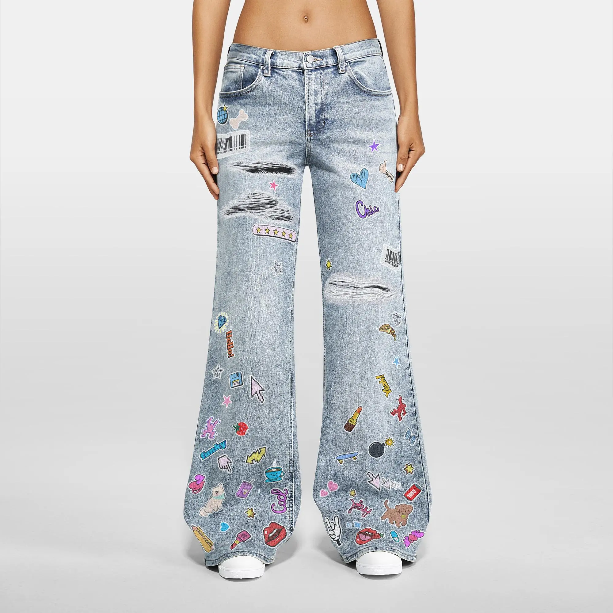 Y2k Painted Semantic Style Jeans 00s semantic design flare 