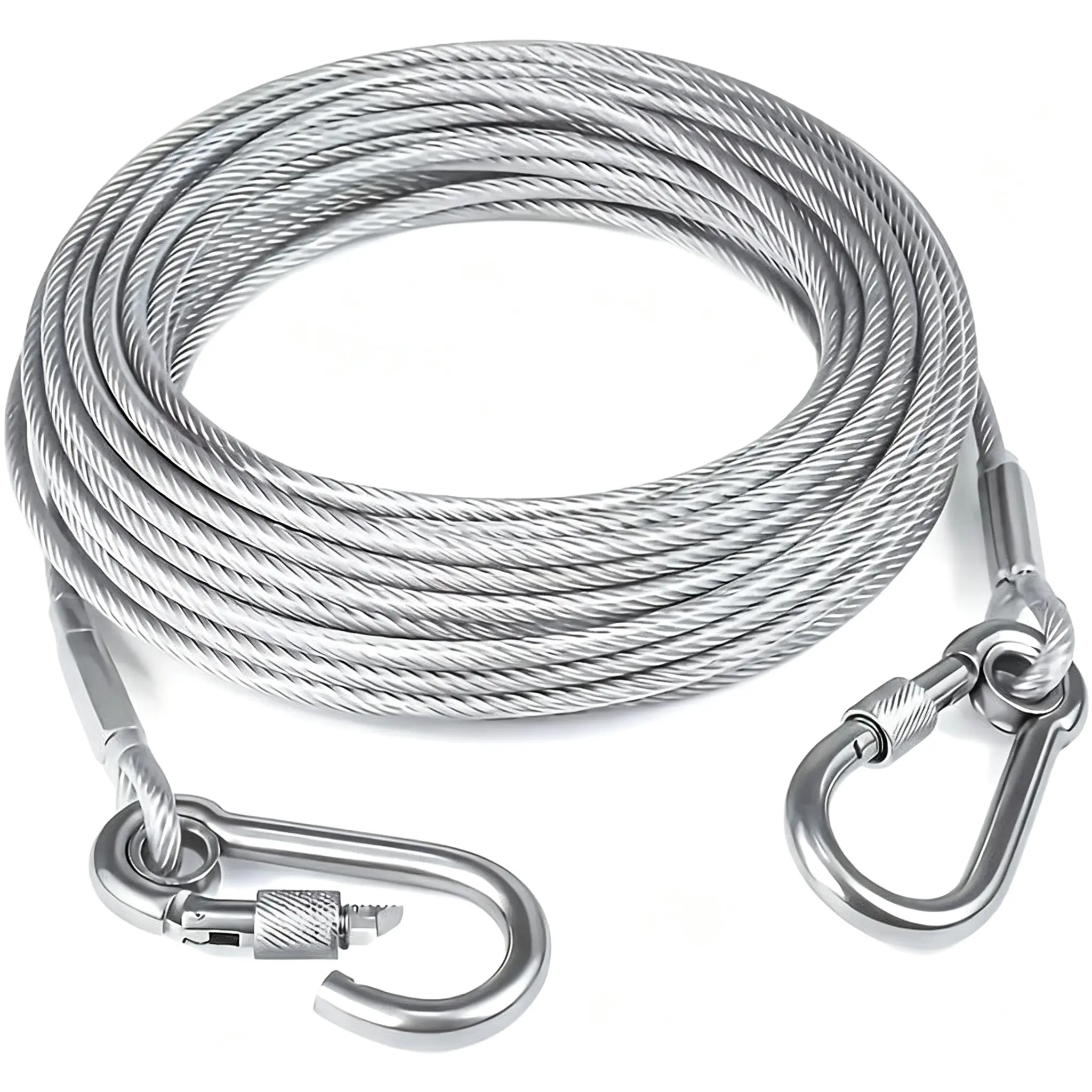 Heavy-Duty Stainless Steel Laundry Line - Anti-Sag PVC-Coated Wire Rope Cable with Lock Buckle, Hooks, Weatherproof Camping & Indoor Accessories