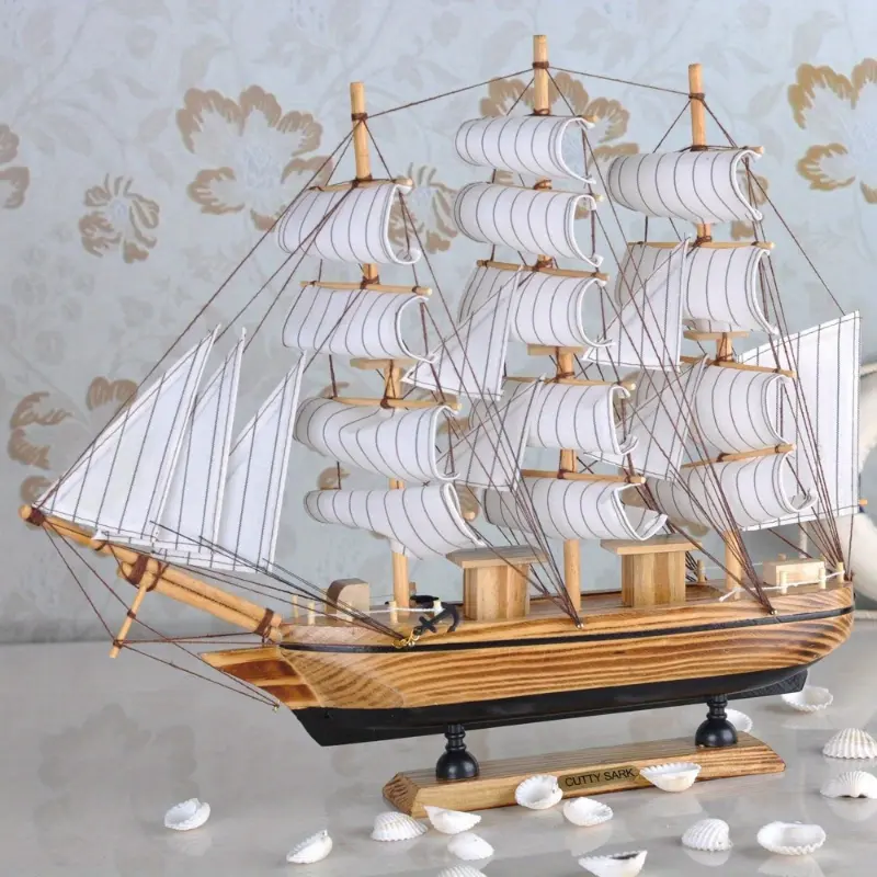 Fashion Wood Craft Handmade Solid Wood Decoration Sailing Boat Model Marine Sailing Boat Sailing Ship Sailing Vessel Jalor Gifts PP14 Ornaments Wooden