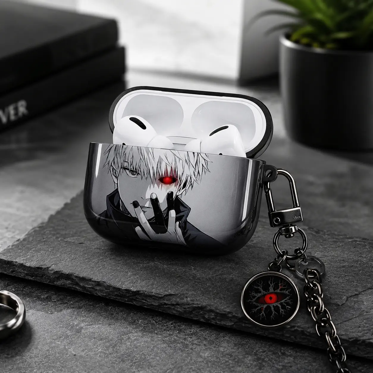 NO KEYCHAIN INCLUDED Tokyo Ghoul AirPods Case – Shockproof Design, For AirPods Gen 1 2 3 4 Pro, Japanese Anime Style Accessories Gift For Fans