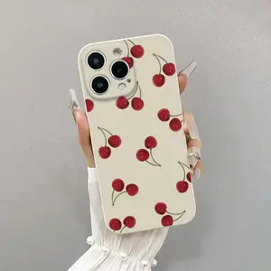 Cherry Pattern Phone Case, Decorative Phone Protector Cover, Phone Accessories Compatible with iPhone