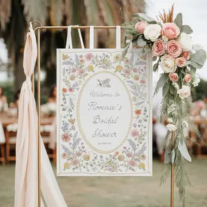 Floral Bridal shower Welcome sign Love in Bloom Handwritten Bridal shower sign Vintage garden bridal brunch decor Wildflower welcome sign