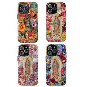 Y-Virgin Mary Pattern Phone Case,Floral-patterned Christian phone case,for iPhone 16 15 14 13 12 11 17Pro Max,for Samsung S25 S24 S23 S22 Ultra,Protective Cover,give her/him a gift for Christmas and Thanksgiving