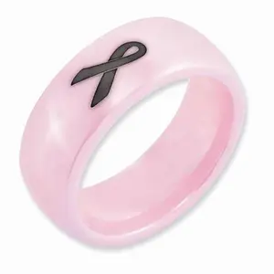 Pink Ceramic Black Laser Accented Ribbon 8mm Polished Band
