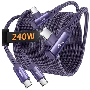Toocki USB C Cable [2Pack, 10ft] 240W Fast Charging Type C Cord, Nylon Braided USB 2.0 Cable for iPhone 16 15 Pro Max, iPad Pro, Samsung Galaxy S24 S23, Switch, MacBook Pro, Pixel Purple