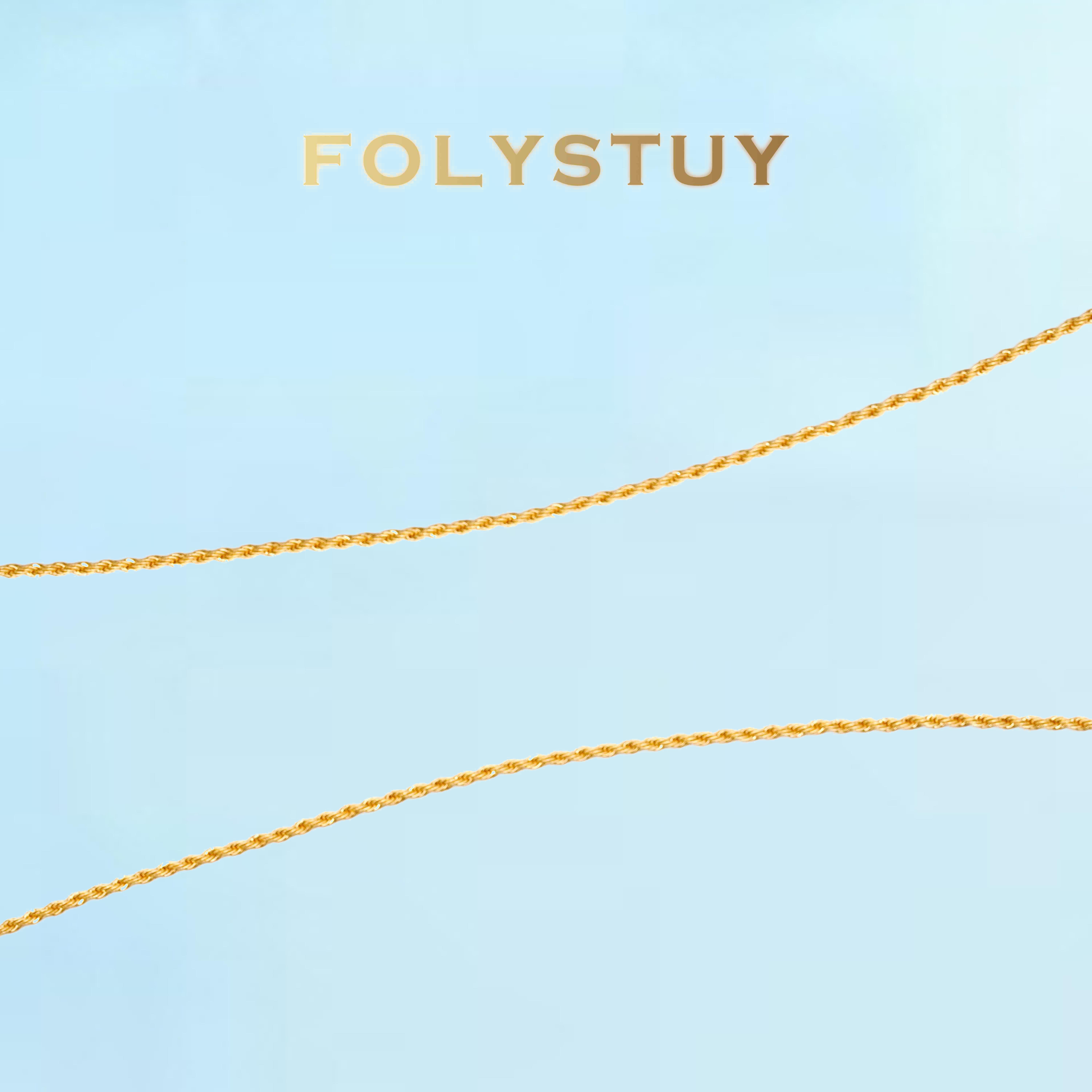 [FOLYSTUY (Y109)]Long Twisted Rope Link Necklace, 0.12" Width 27.5" Length Everyday Wear Accessory