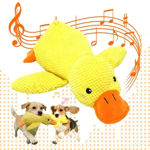 Interactive Squeaky Dog Chew Toy, Stuffed Mallard Duck Dog Toys for Small, Medium & Large Dogs, Durable Plush Puppy Toys for Chewers & Fetch Lovers, Yellow Duck (Large)