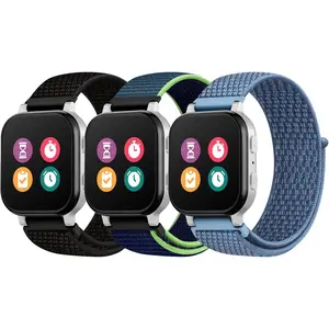 P-WBA016   3 Pack Kids Nylon Bands Compatible with Gizmo Watch 3 2 1/Gabb Watch 3e 3 2 1/Sync UP Watch/Cosmo Jr Track Watch, 20mm Hook & Loop Soft Breathable Velcro Watch Band for Boys & Girls