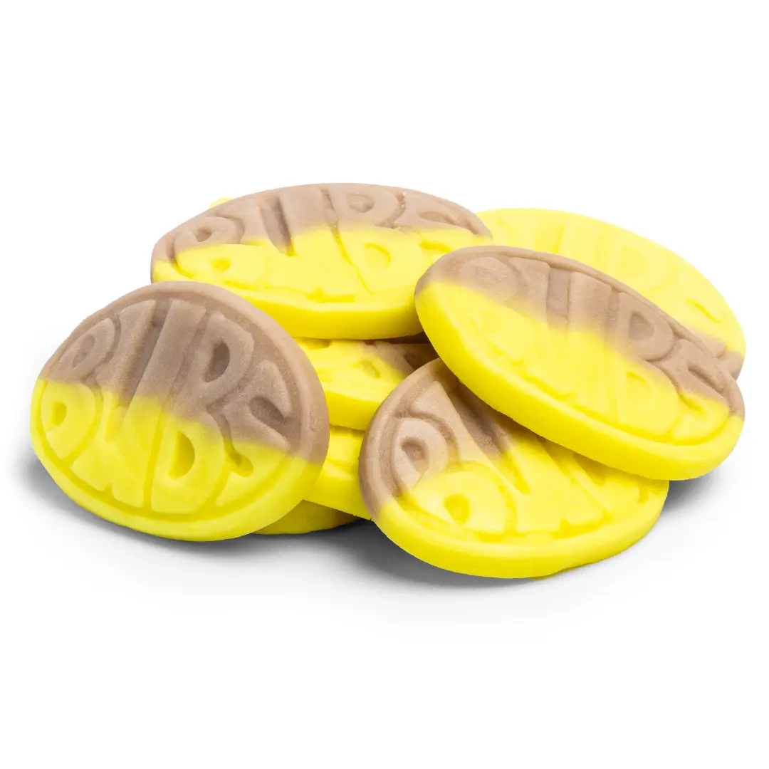 Bubs Swedish Candy - Banana Toffee Foam Ovals - 1/2 LB - Vegan BonBon - Sweet, Snack Caramel Candies Caramel Candies swedish candy swedish  candy candy  jar