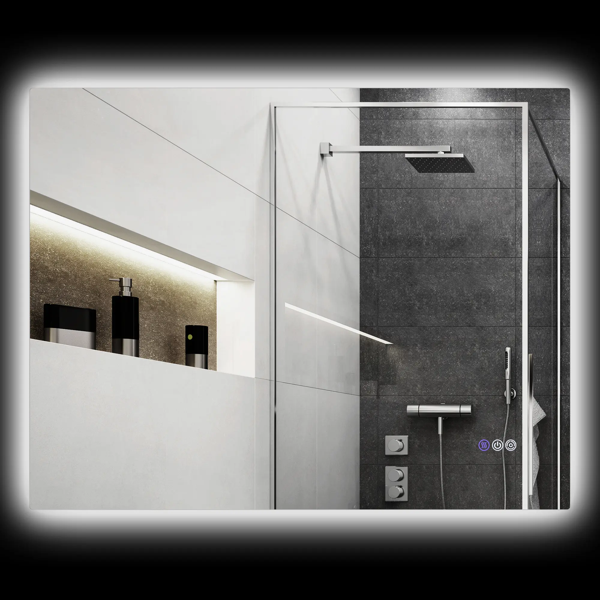 HOMCOM LED Bathroom Mirror with Lights, 35" x 28" Backlit LED Mirror for Bathroom with Anti-Fog, Memory & Infinite Color Temperature, Wall Mounted Dimmable Vanity Mirror, Horizontal/Vertical Placement