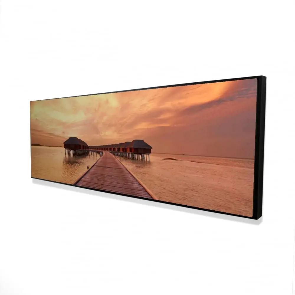 20x60 in. 360 Stand Coastal Framed Print - Relaxing Artistic Beach Sea Villas Nature Wall Art, Bedroom Decoration, Stress Relief Ready-to-Hang Home Decor Gift