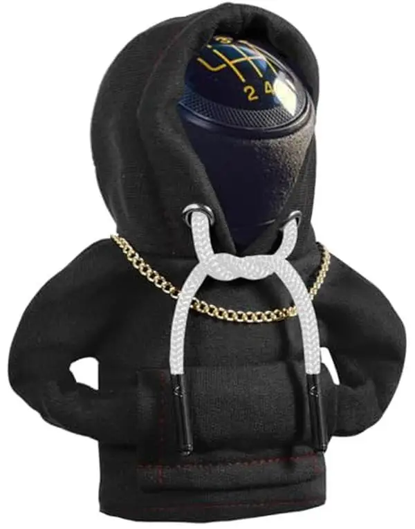 Spring Summer Gift Car Gear Shift Knob Hoodie Cover with Chain, Universal Fit Shift Knob Cover, Automotive Interior Decoration Car Accessories Gift