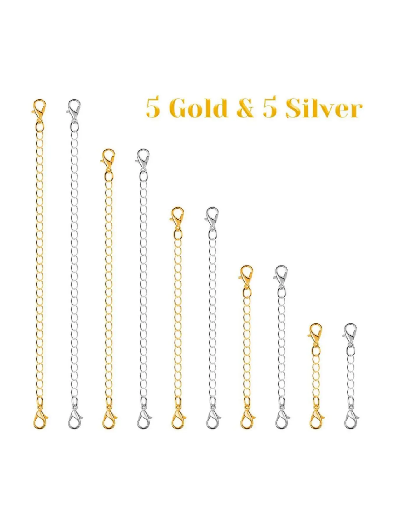 Necklace Extension Chain, 10pcs Necklace Metal Extension Minimalist Chain, Diy Jewelry Extension Chain, Jewelry Making Supplies for Necklace Bracelet,