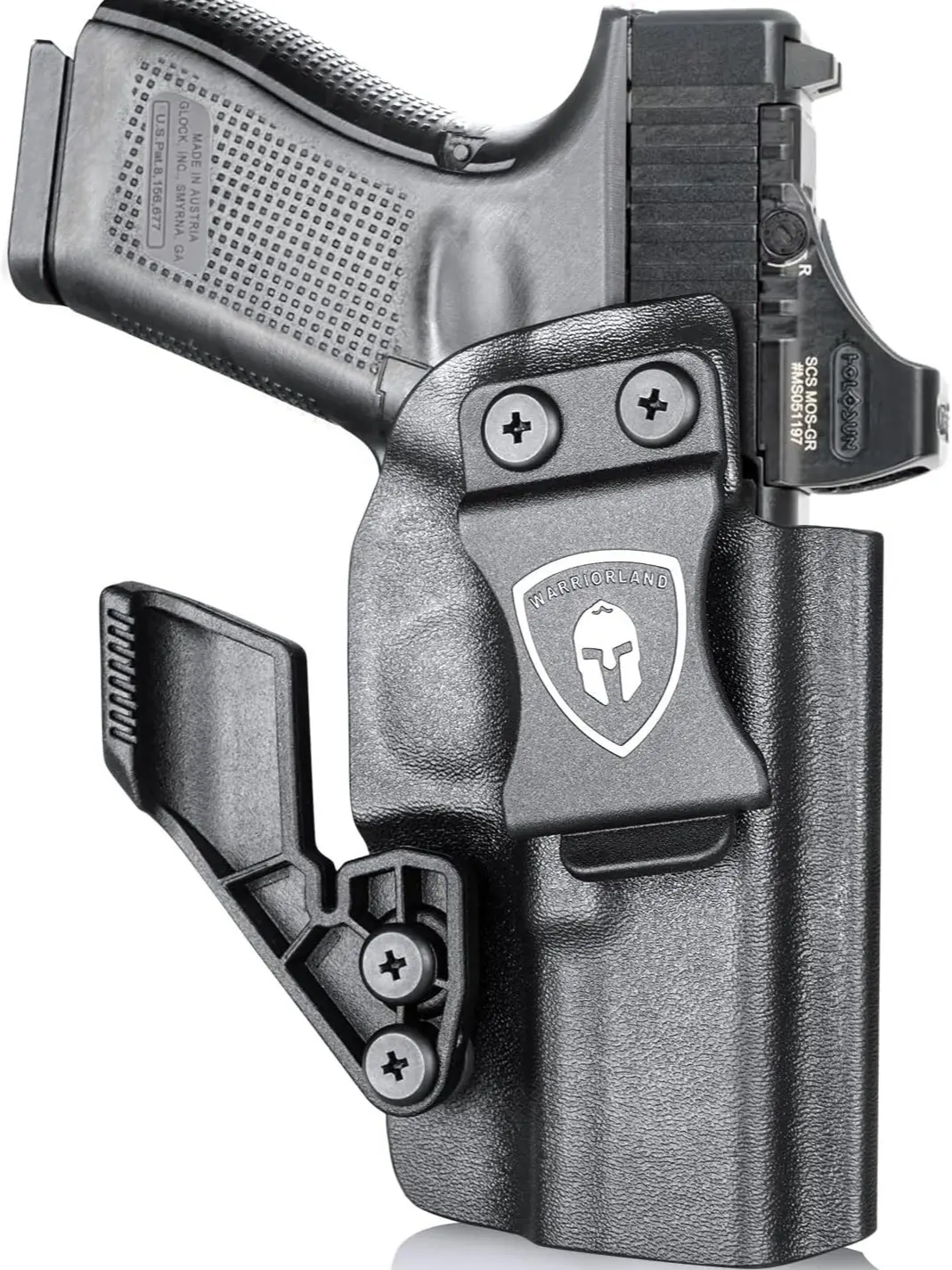WARRIORLAND IWB Kydex Concealed Holster for Glock 19/17/45/23/32, Optic Cut with Claw, Adjustable Cant and Retention, Right Hand Draw