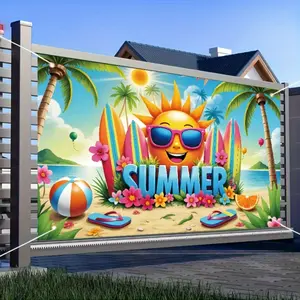 Summer Beach Ball Backdrop Tropical Ocean Backdrop Sunny Beach Theme Background Cloth Vacation Tapestry Wall Hanging Photography Background Polyester Fiber Office Party Outdoor Event Celebration Decor Studio Prop Wall Art