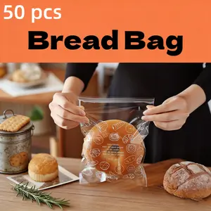 50 PCS Plastic European-Style Noodle Storage Bags,Self-Sealing Bags for Home Kitchen,Bakeries&Cake Shops-Non-Stick,Residue-Free.