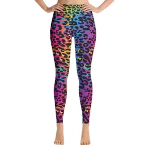 Colorful Leopard Print Leggings, Sexy High Waist Slim Long Length Leggings, Women's Clothing Fit Womenswear