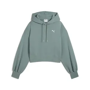 PUMA Womens Wardrobe Essentials Relaxed Cropped Hoodie Casual Outerwear Casual - Green