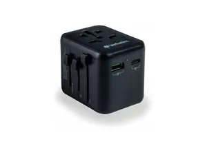 Verbatim UTA-02 Universal Travel Adapter 20W - USB -C, USB-A - 120 V AC, 230 V AC Input - 5 V DC/10 A, 9 V DC, 12 V DC Output