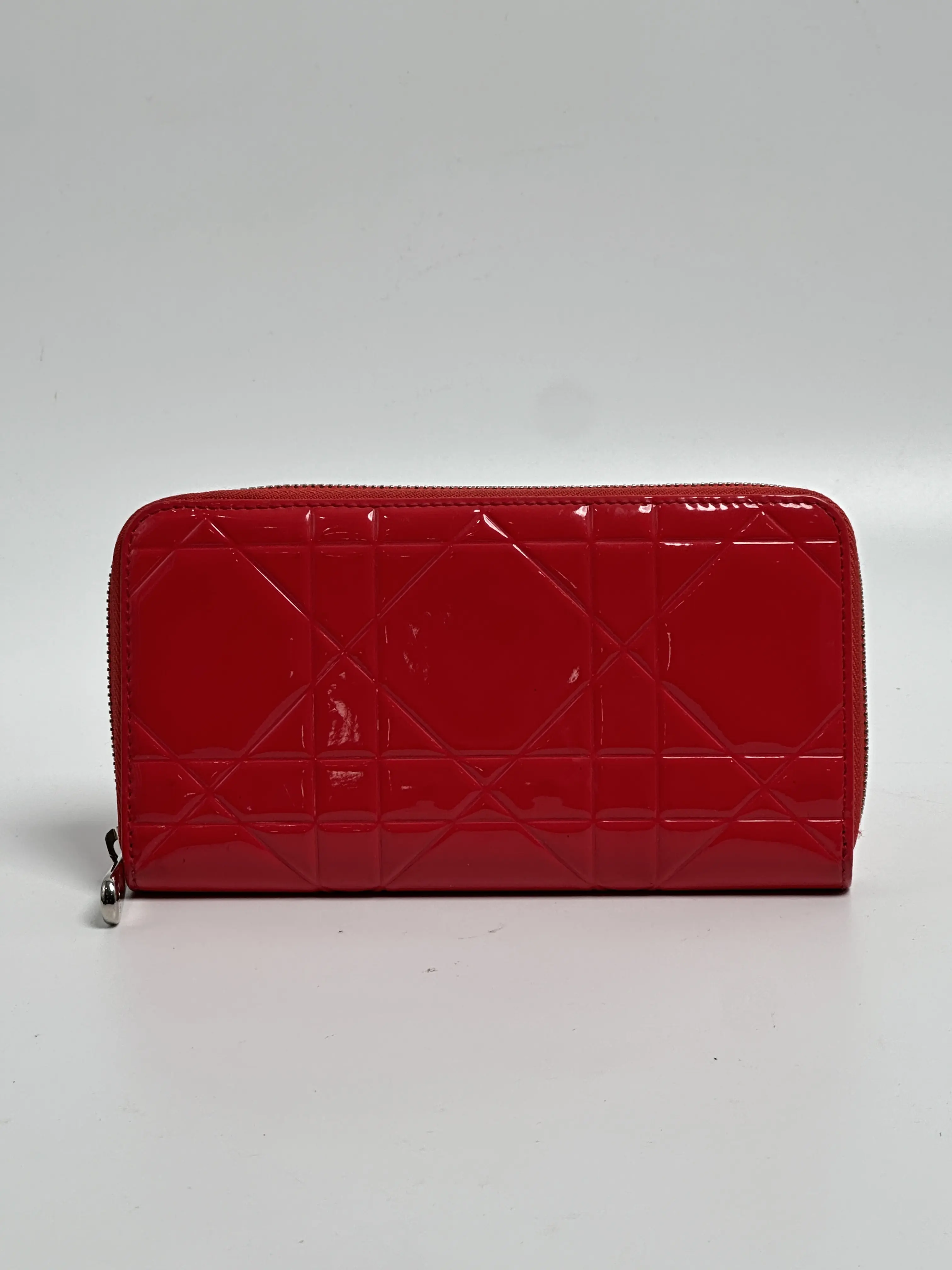 Pre-owned Dior leather wallet Christian Lady Zip Around – Neon Pink Patent SH439DR