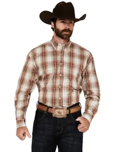 Stetson Men's Plaid Print Long Sleeve Button-Down Western Shirt - 11-001-0579-5014 Re