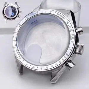 VK63 High Quality 39.7mm Case moonswatch metal case chronograph case Fit Vk63 movement Accessories vk63 Watch Box