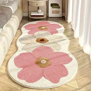 Fine Sand Velvet Bedroom Bedside Carpet, Irregular Flower Shaped Home Decoration Carpet Decorative Addition rugs for bedroom