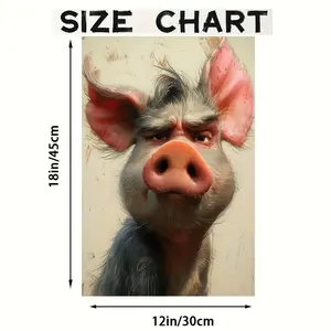 Modern Pig Canvas Art Poster, Abstract Animal Wall Art, Unframed Pig Print, 12x18 inches, Modern Home Decor for Living Room, Bedroom, Office, Cafe - Canvas Material