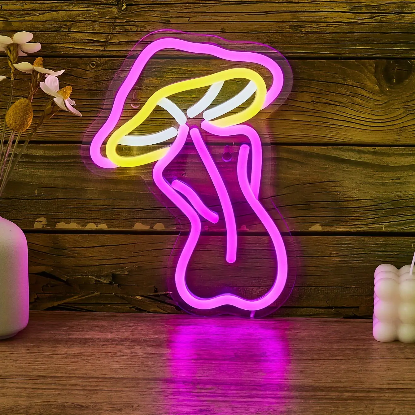 Mushroom Woman Decorative Light, Neon Sign, Atmosphere Night Light, Indoor Christmas New Year Gift, Wall Decoration Lamp, USB Powered, Home Ornament, Led Ambient Lighting, Led Neon Lights