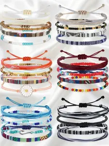 24 Pcs Colorful Delicate Trendy Adjustable Waterproof Wax Rope String Jewelry Pack for Women Men High-quality Wax Rope Alloy Beads Bright Diverse Color Collocations Flexible Adjustable Design Exquisite Handmade Weaving Craft Looks Suitable for Daily Wear