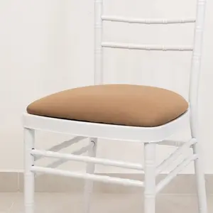 5 Pack Spandex Chiavari Chair Cushion Covers Taupe - Washable Stretch Fitted Seat Pad Slipcovers for Dining Chairs