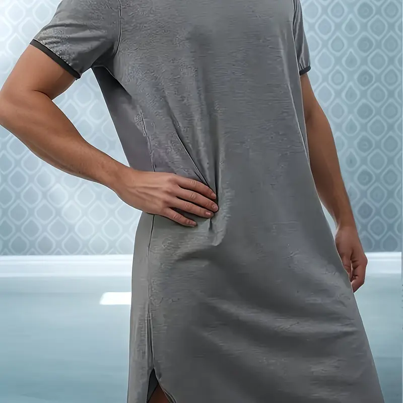Men's Sleepwear Short Sleeve Round Neck Loose Fit Breathable Soft Fabric Comfortable Casual Loungewear Homewear Sleep Shirt for Spring Summer Fall Winter, Night Sleepwear Garment Menswear Guys