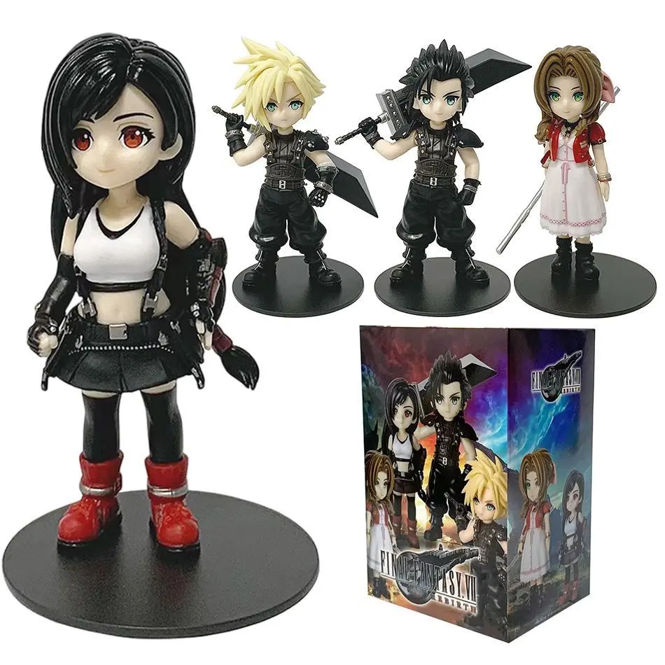 Final Fantasy VII Rebirth Tifa Lockhart Aerith Cloud Zack q-version 4pcs PVC  Action Figures Model Anime Cartoon Model Toy Gift
