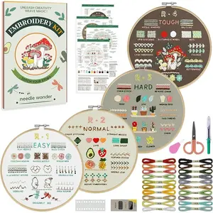Embroidery Kit for Beginners - Perfect for Craft Lovers with Step-by-Step Instructions and Clear Videos, Includes Multiple Accessories