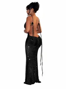 Elegant Formal Cocktail Gown Size M with Unique Backless Design for Wedding Guest Events Party Dress Cowl Neck Maxi Length Sleeveless Womenswear - Casual
