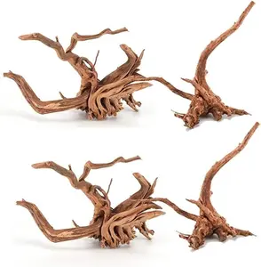 Natural Driftwood for Aquarium, 4 Pcs Wood Aquarium Decorations Fish Tank Log Reptile Tree Branches