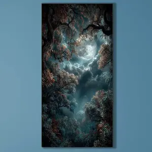 5D Diamond Painting Kit Full Round Drill, Misty Moonlight, Diamond Pattern Design. DIY Mosaic Wall Art, Beginner Craft Set (with Tools), Home Wall Decoration Gift, Diamond Art Kit.