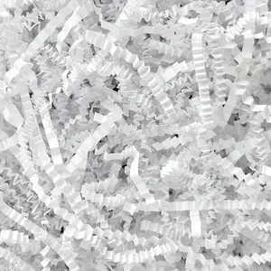 200g (7oz) crinkle paper filler grass Cushion Paper Streamer for  Box and Basket On Christmas Wedding Birthday(White)