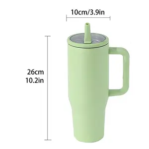 40oz Large Capacity Travel Mug, 1 Count Foldable Straw Cup, Portable Stainless Steel Insulated Water Bottle, Hydration Tumbler for Home Office Outdoor Camping, Drinkware
