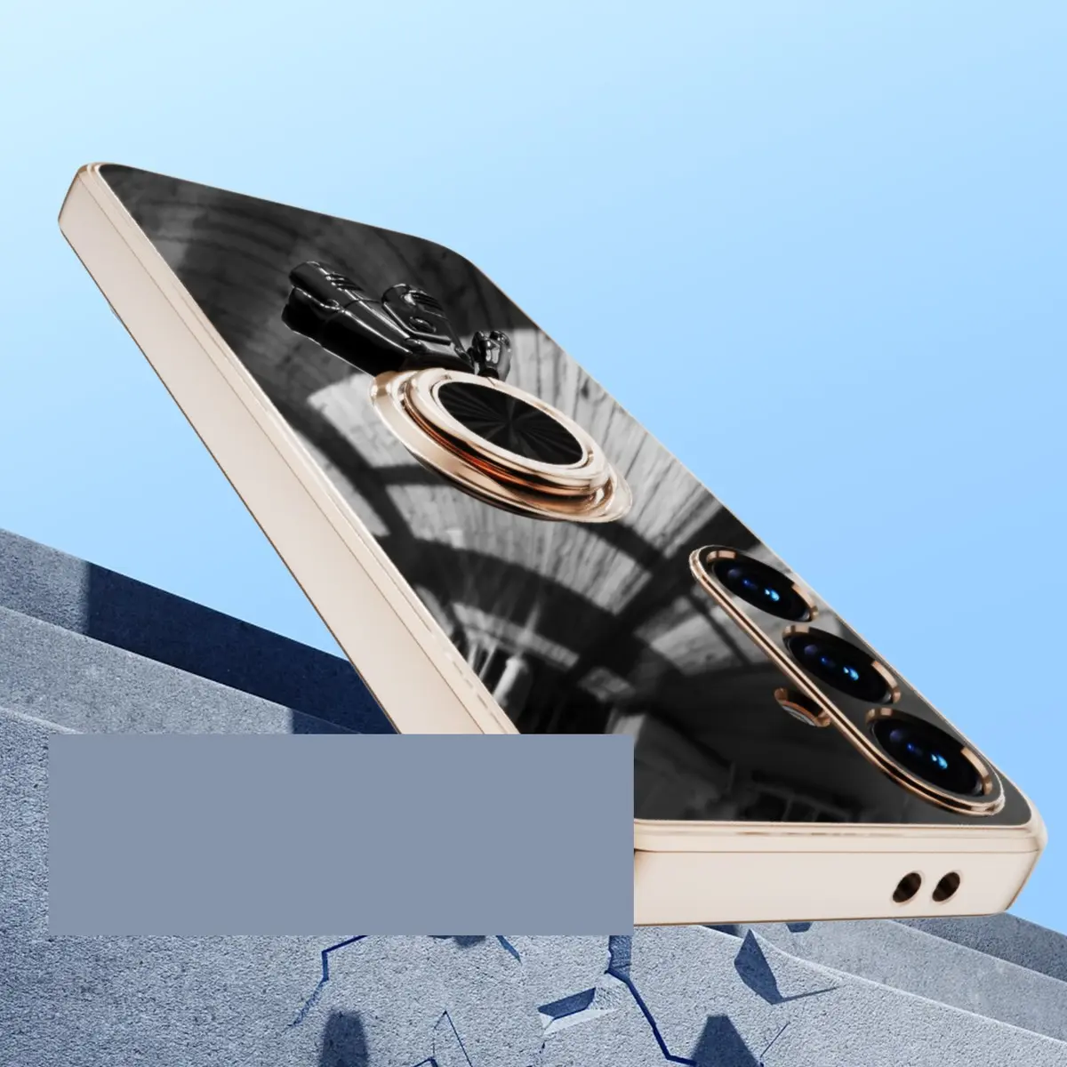 For Samsung Galaxy S24 FE 6D Astronaut Electroplated Ring Stand Phone Case HNTKR-0081