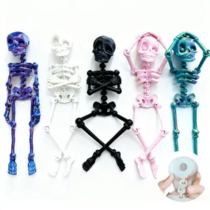 3pcs Skeleton Magnets for Fridge, Poseable Skeleton Fridge Magnet with Movable Joints, Mini Novelty Multi-Color Funny Halloween Magnetic Figurine Decor for Refrigerator