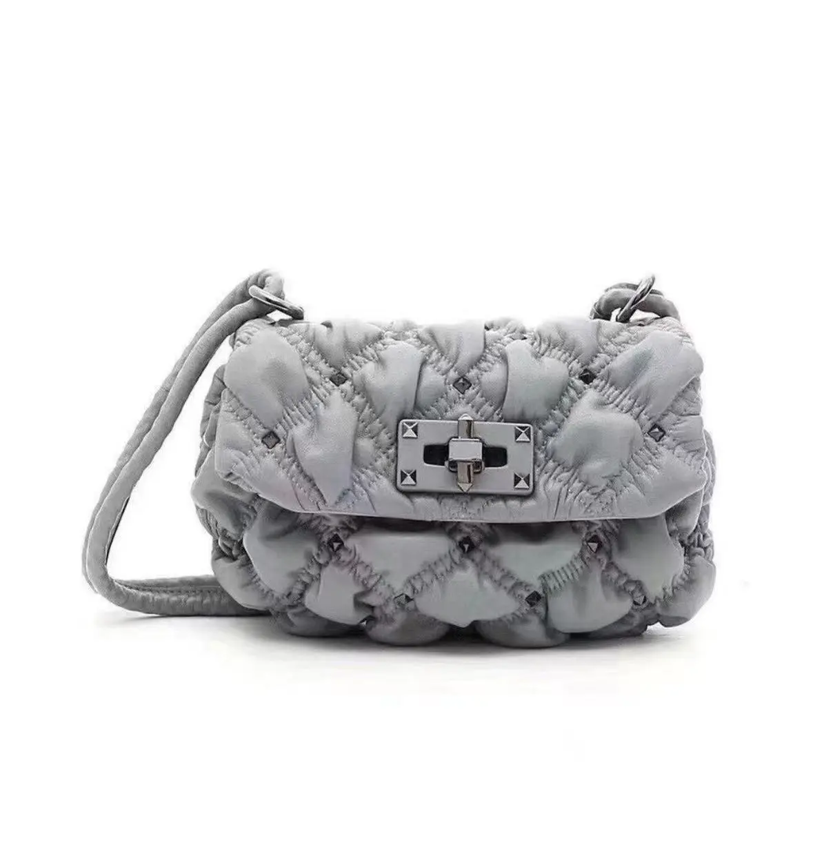 Pre-owned Valentino Garavani SpikeMe Small Cloud Bag Haze Blue Calfskin 2605218