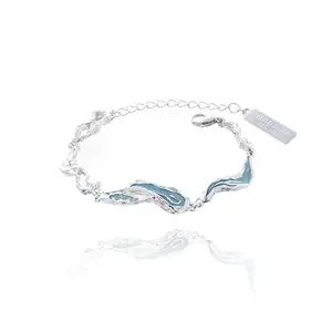 Blue wave bracelet irregular texture couple bracelet men and women daily versatile birthday anniversary gift