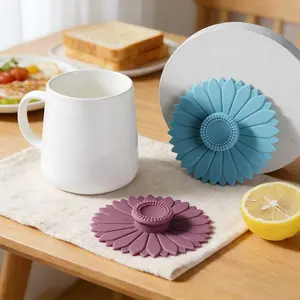 2 Piece Sunflower Silicone Cup Lids Set, Multifunctional Tea Coffee Cup Covers, Drinkware Lid, Suitable for Home Office Kitchen Use