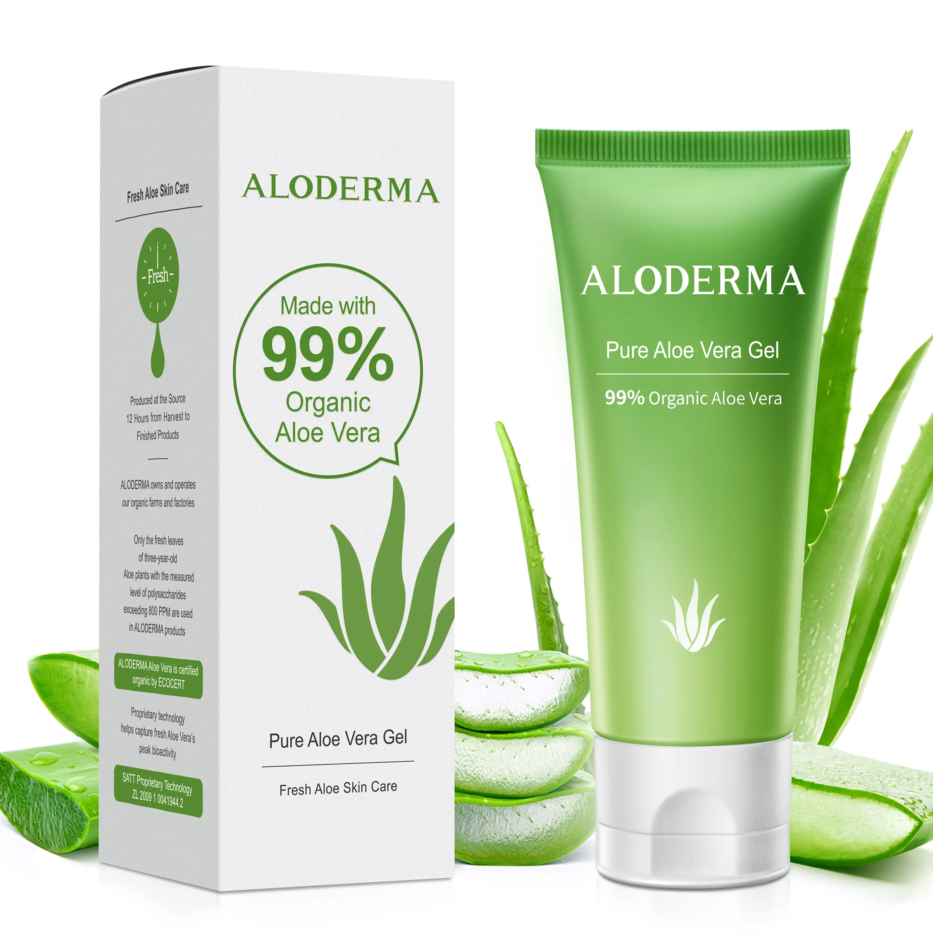 Aloderma Aloe Vera Gel Made within 12 Hours of Harvest with 99% Pure Organic Aloe Vera, Naturally Hydrating for Soothing Skincare, Moisturizing Aloe Gel for Skin, Face, Sensitive Skin - 4.02oz Aloevera