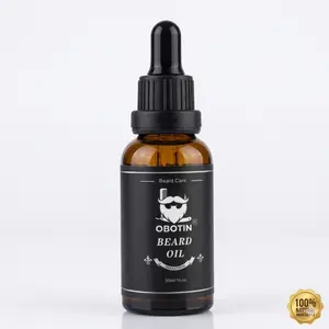 OBOTIN Men’s Beard Oil for Patchy Beard Growth - 100% Natural Argan & Cedarwood Formula, 30ml/1fl.oz - Non-Greasy, Fast Absorption