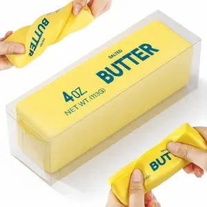 Butter Squishy Slow Rising Squeeze Toy, Soft Stretchy Butter Stick, Realistic Food Sensory Fidget Toy for Stress & Anxiety Relief, Desk Decor, Party Favor Birthday Gift for Teens & Adults (Yellow)