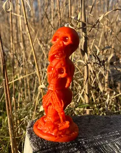 Beeswax Hear-See-Speak No Evil Skull Custom-Shaped Candle, Bee Wax Candles for Home Decoration, Ornaments, Room Decor