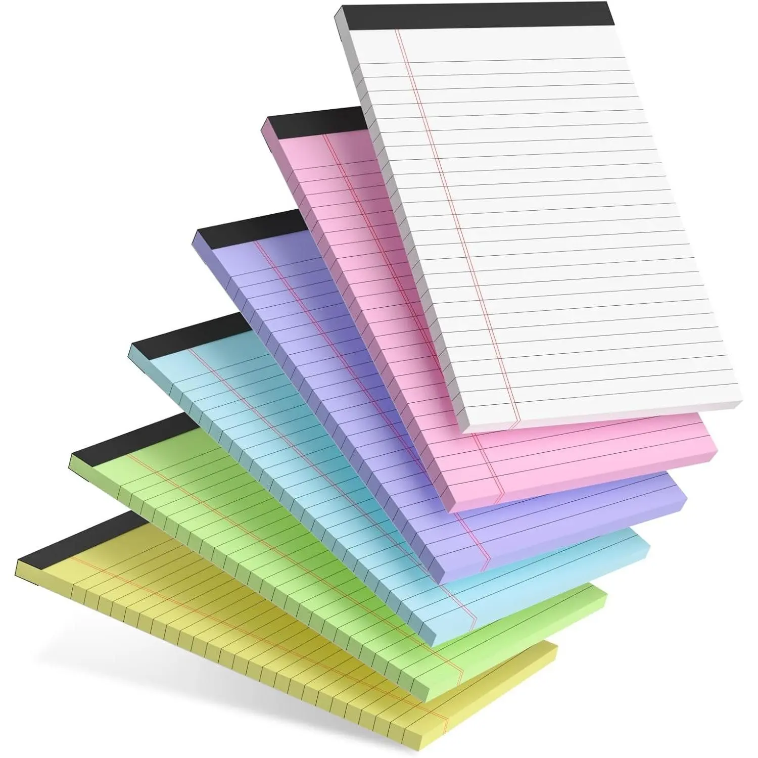 6-Pack Small Legal Notebooks 5x8 College Ruled Notepads, Office Notebook for Students, Student Essentials, Hole Punched Narrow Lined Writing Pad, Office Stationery Supplies, School Study Supplies